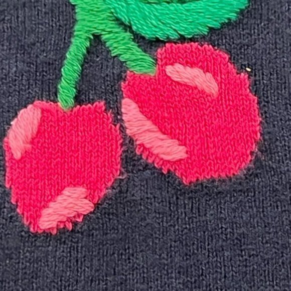 Talbots Navy Blue Embroidered Fruit Knit Pullover Sweater Women's Sz Large P - Picture 8 of 11